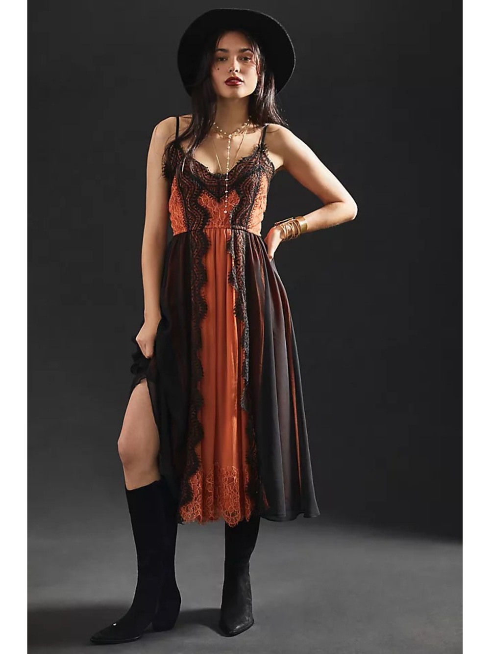 NWT Anthropologie Let Me Be Printed Boho Midi Dress Gothic Lace Bohemian